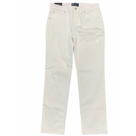 GAP Denim - NWT GAP Girlfriend Jeans Sz 4/27R White Stretch #419513